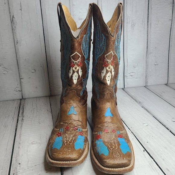 Cruzalta Womens Boots Hand Tooled Design Size 9-9.5 Nice Condition - Picture 2 of 12